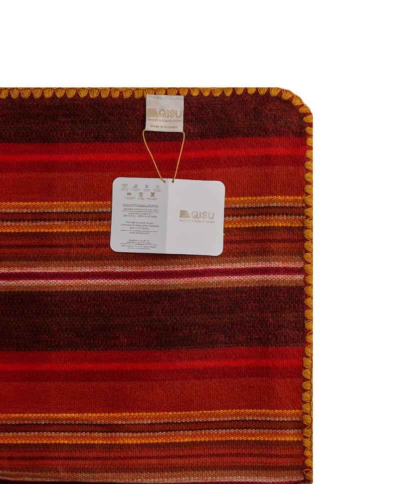 QISU Alpaca Wool Blanket Throw | Large, Beautiful, Warm, Variegated | 85 x 65 inches | Ultra-Soft, Hypoallergenic and Breathable | Non-Itchy or Scratchy Fabric (Pink/Red Variegated) - Image 5
